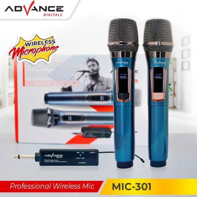 Mic Professional Advance MIC-301 Mikrofon Double Digital Mik Wireless Metalic Microphone Original