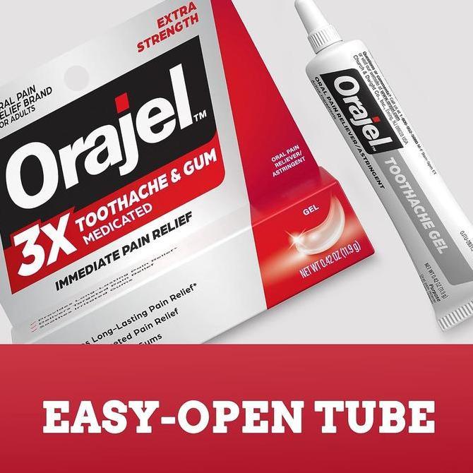 Orajel Pain Relief Gel 3X Medicated For Toothache & Gum 11.9G Original
