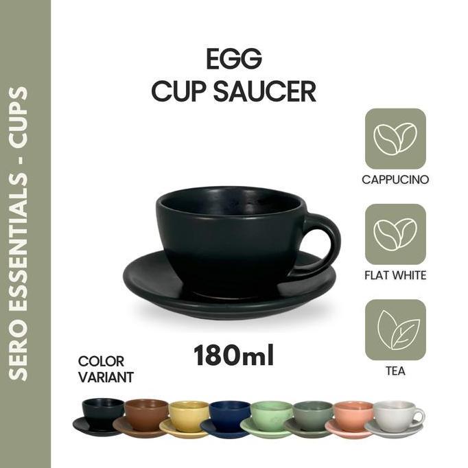 SERO Cappucino Egg Cup & Saucer 180 ml - Cangkir Kopi Keramik - Cappucino Coffee GM