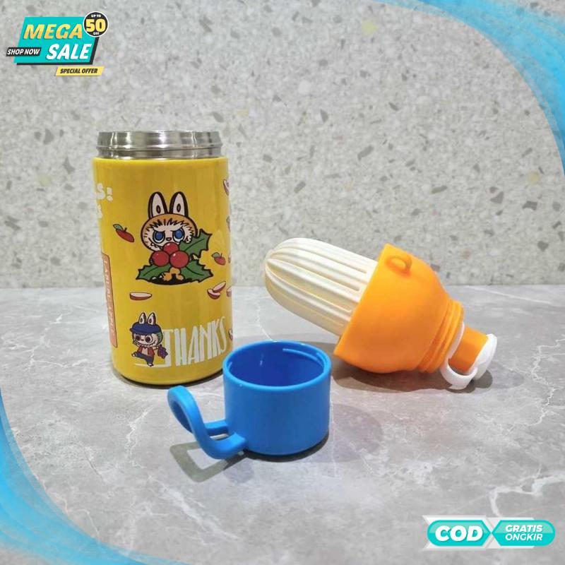 Cuci Gudang // Botol Tempat Air Minum Stainless 304 600ml/ Tumbler Anak Sekolah Tali Panjang + Box -