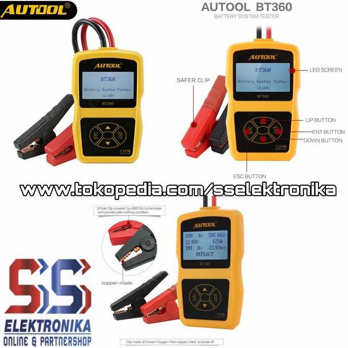 BEBAS ONGKIR - AUTOOL BT360 BT-360 12V Car Battery Tester Analyzer Baterai Aki Accu