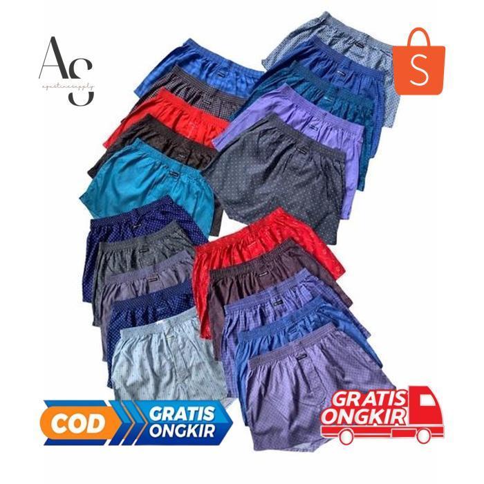 VD08 GB29 Boxer BYC Celana Pendek Katun Adem Unisex Kotak-Kotak Bunga-Bunga Murah Terlaris
