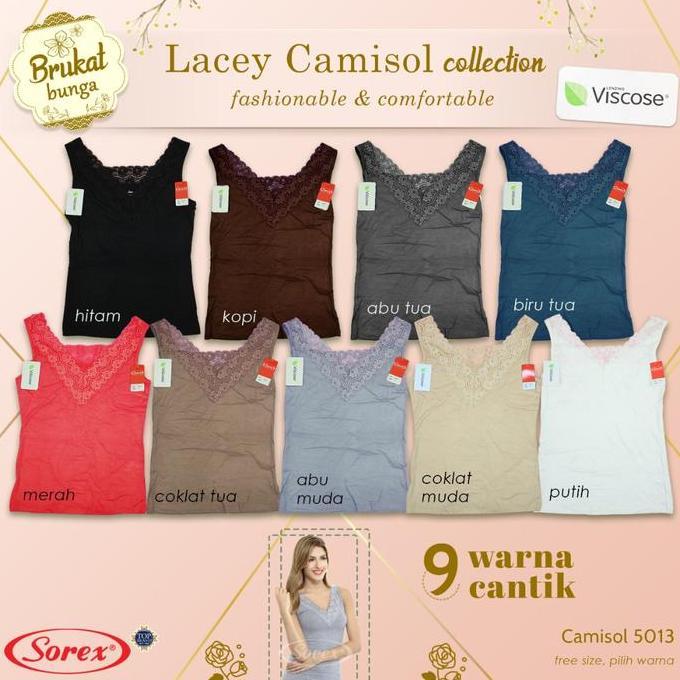 Promo KAOS DALAM WANITA DEWASA MEREK SOREX MODEL BRUKAT BUNGA CAMISOL 5013 COD