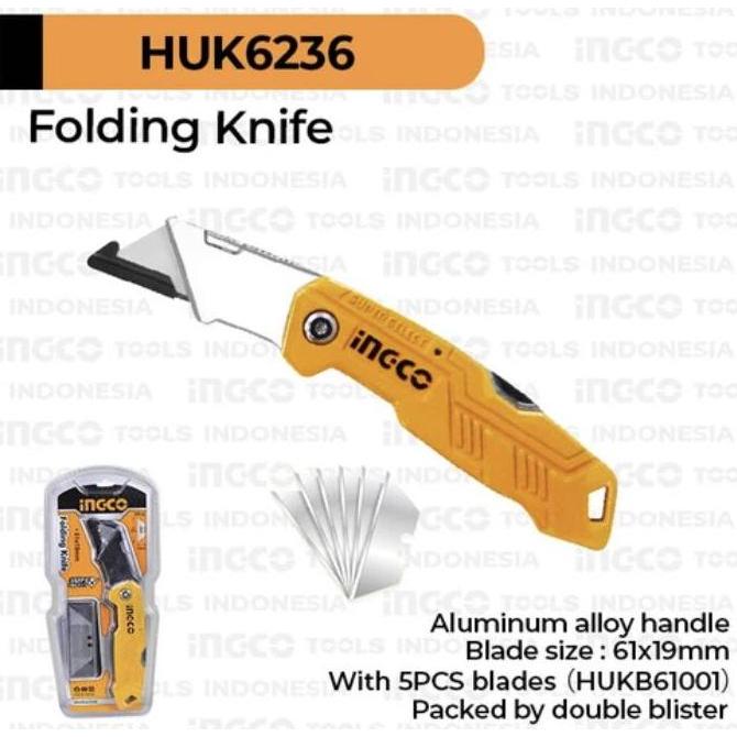 Folding Knife (Mata 61X19Mm) Ingco Huk6236 - Pisau Saku Lipat Outdoor Handle Aluminium