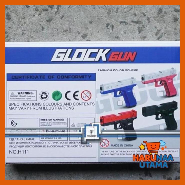 MAINAN HOBI - GLOK TOY GUN SHELL EJECT PISTOL NERF MAINAN ANAK BLASTER PELURU BUSA PRIVASI AMAN