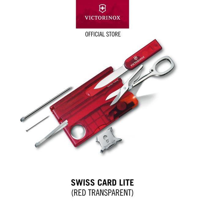 Victorinox Swiss Card Lite, Red Transparent [Pisau Lipat] Swiss Army Knife