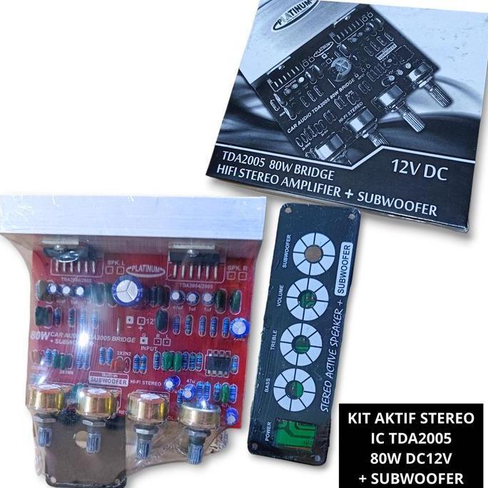 ] Kit Power Aktif Stereo TDA2005 80W + Plat + Subwoofer DC 12V