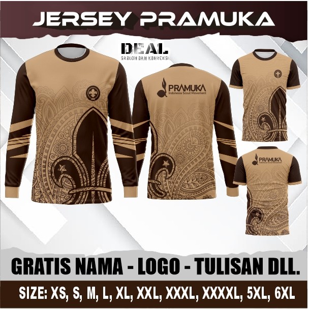 jersey pramuka kaos pramuka printing custom gratis nama logo tulisan dll