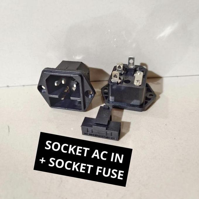 ~@~@~@~@] Socket AC In Besar Fuse Soket 3 Pin Listrik Power + Tempat Sekring
