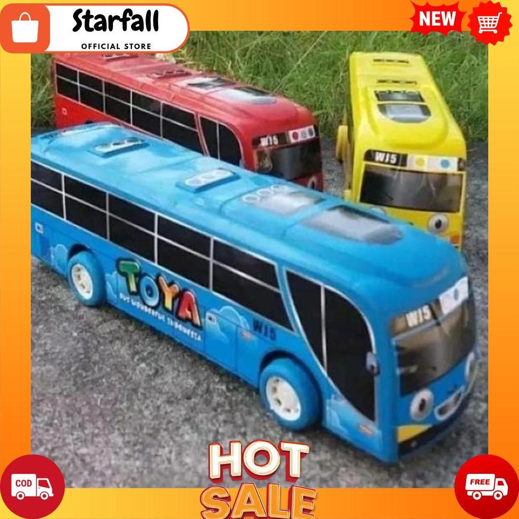 BIBU ID (SERBA MURAH) COD MAINAN EDUKASI ANAK MAINAN ANAK MOBIL PULLBACK BUS TAYO TOYA PANJANG 19CM/