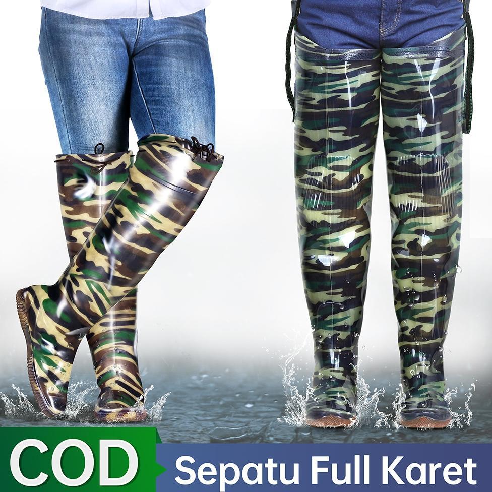 Sepatu Boots Tahan Air Full Karet Anti Ular untuk Petani Panjang Pria Super Awet