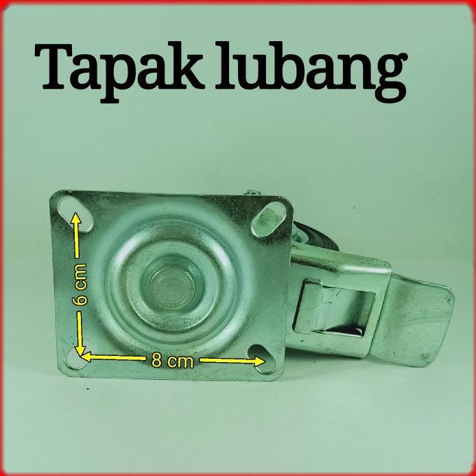 Roda troli 4" inch isi 4=2 hidup rem+2mati / roda karet 4 inch Roda Troli