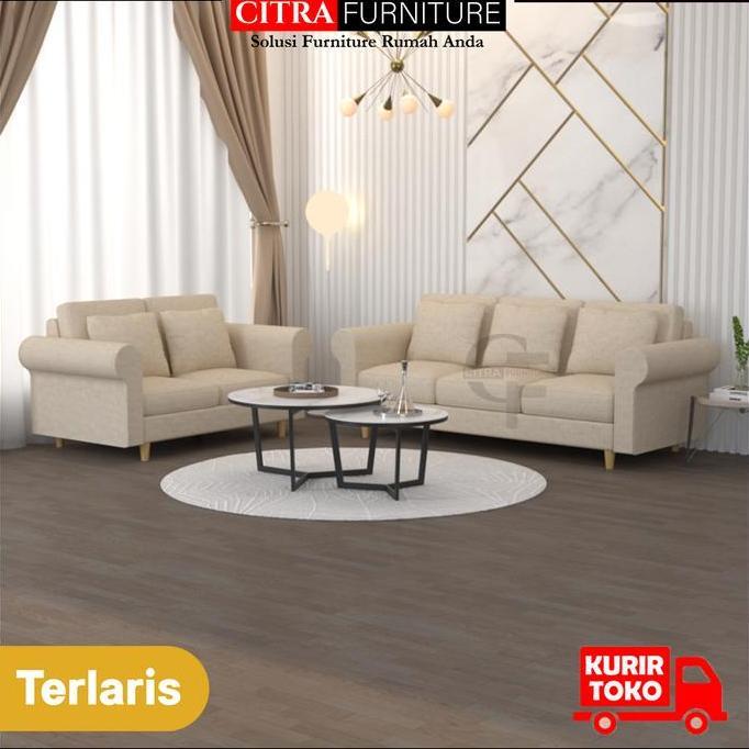 Sofa Retro Minimalis set 3+2 Seater PANAMA Series | Sofa Scandinavian 3+2 Dudukan