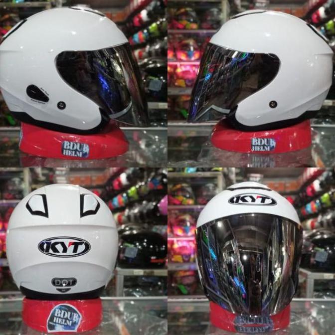 HELM KYT KYOTO SOLID WHITE VISOR IRIDIUM SILVER