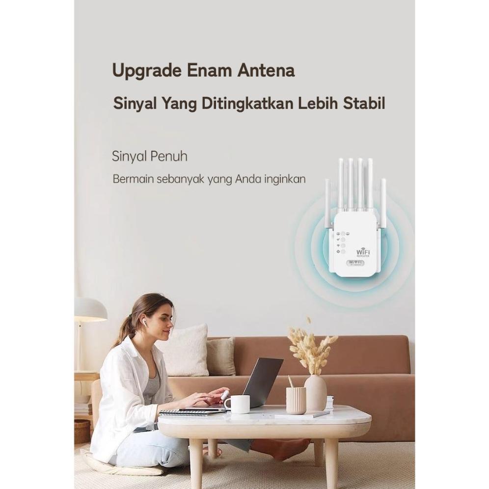 Pengulang Ekstensi Sinyal WIFI 6 Antena Penguat Sinyal WiFi Repeater Wireless 300Mbps WiFi Extender 