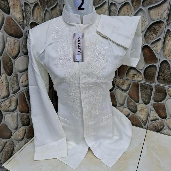 Promo Jas Koko Mewah Salafi J50 Bordir Dada Kantong Depan Pria Dewasa Muslim - Panjang - Tangan, Baj