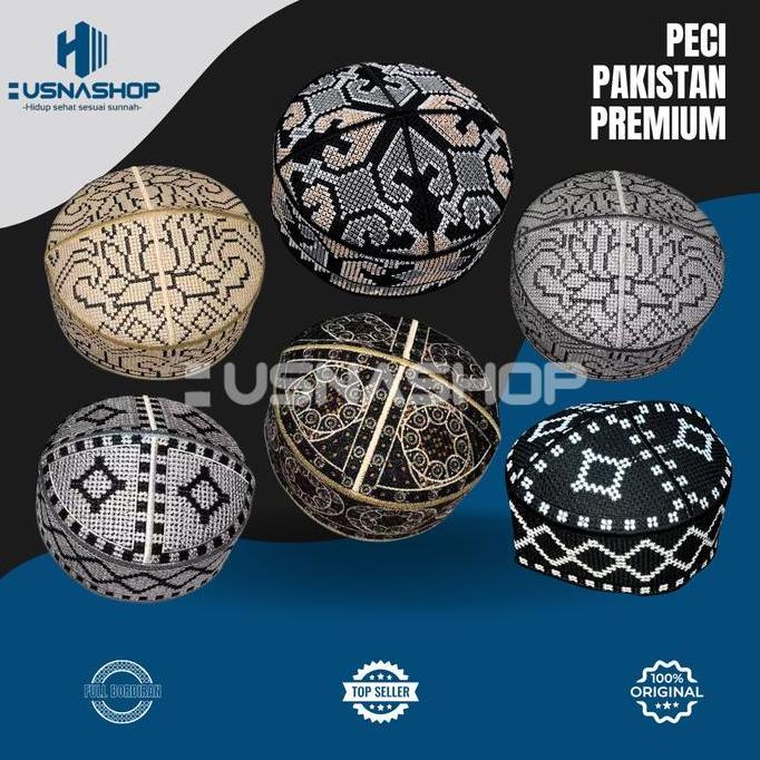 Promo Peci Pakistan Original Bahan Katun Import Full Bordiran Muslim Kopiah - Varian Terupdate - Dew