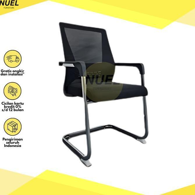 Terlaris NUEL Kursi Hadap Jaring Kaki Besi / Kursi Meeting Rangka Besi Kotak / Kursi Kantor Tanpa Ro