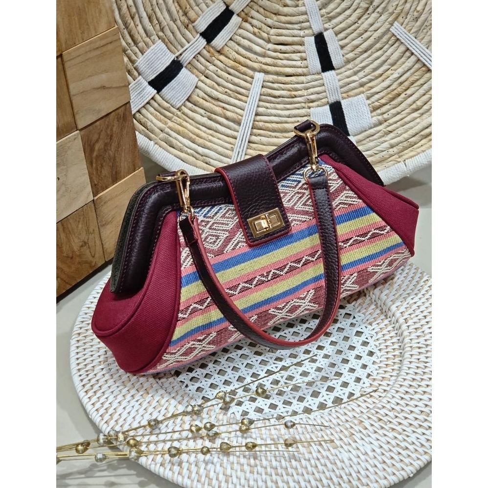 TAS HANDBAG WANITA CLUTCH PESTA TAS TENUN SUMBA NTT ETNIK KULIT ASLI