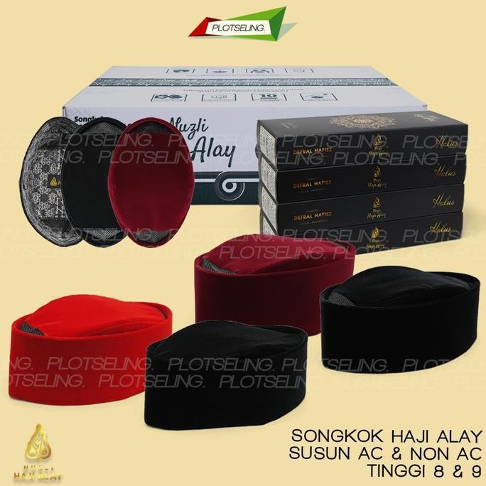 Promo Peci Kopiah Songkok Susun HAJI ALAY SUSUN Hitam Maroon Merah AC dan NON AC Beludru Pigeon Ting