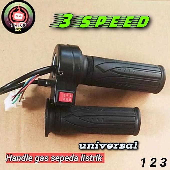HANDLE GAS 3 KECEPATAN SEPEDA LISTRIK UNIVERSAL SAKLAR TOMBOL 3 SPEED 123 THROTTLE KABEL GAS SWITCH 