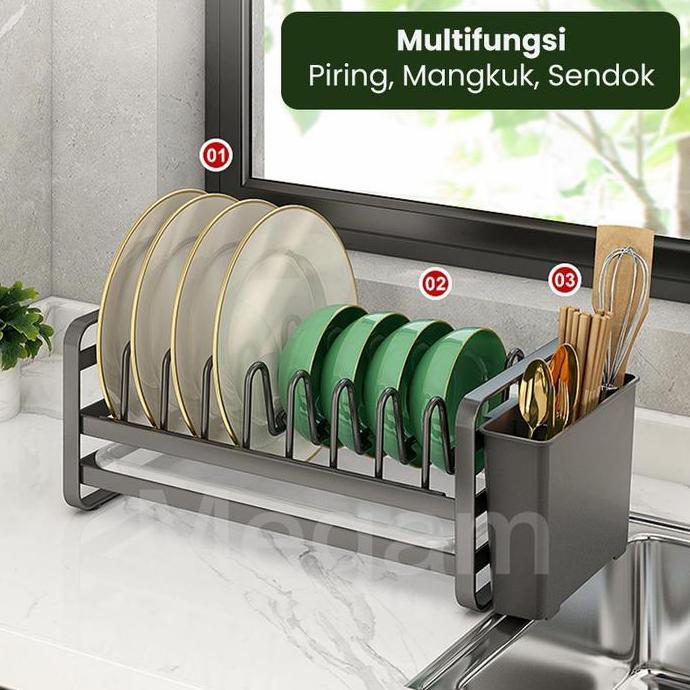 MEGAM RAK PIRING BESI KECIL MINIMALIS RAK DAPUR DINDING SERBAGUNA TEMPAT SENDOK GELAS PISAU STAINLES