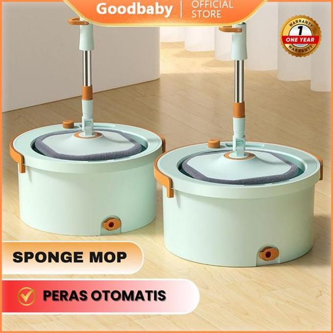 Goodbaby - Alat Pel Putar Mop Bulat Spin Mop Bulat Kotak - Alat Pel Pembersih Lantai Spin Mop Ember 