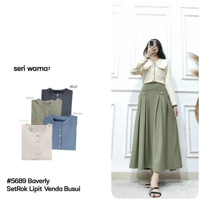 Promo CAFAYA One Set Rok Atasan Crop Top Setelan Wanita Onseset Hijab Kekinian Setelan Muslim COD