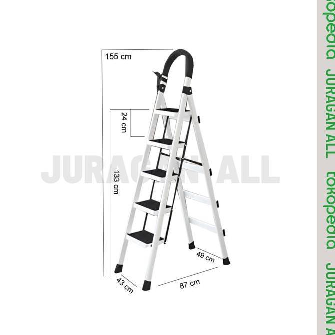 Promo Tangga Lipat/Tangga Portable/Tangga Lipat Besi Alumunium-5 Step Putih Cod