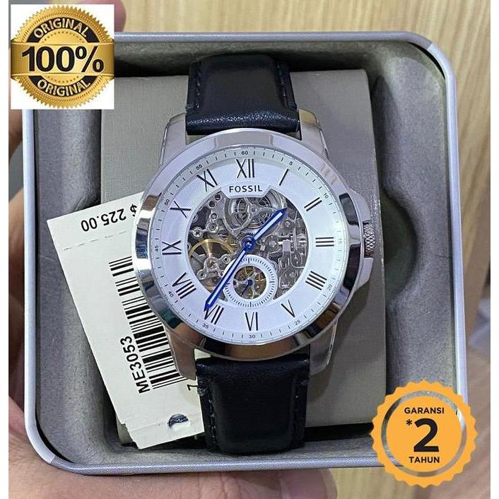 Promo ME3053 Grant Silver Skeleton Dial Black Leather original COD