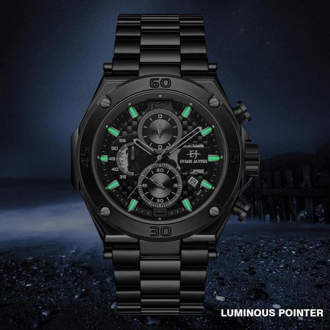 Promo Buy 1 Get 1  Evans Jayden Jam Tangan Pria EJ 9839 Rantai Stainless Steel Chronograph Kaca Sapp