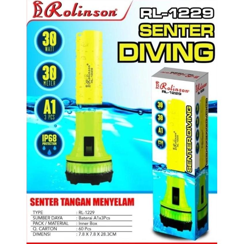 Senter Tangan Menyelam / Senter Selam Diving Rolinson RL-1229 Batre