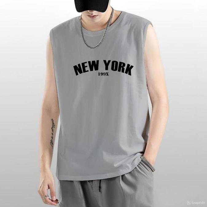 DS331 - / Baju Tanpa Lengan Pria Motif New York / Baju Oblong Pria Dewasa / Baju Singlet Pria / Sing