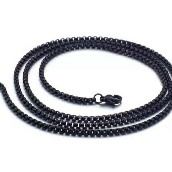 DF59 - Kalung titanium Rantai hitam pria cowok-keren &cool ORIGINAL