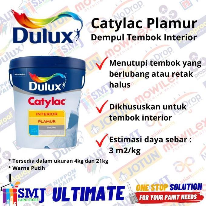 DEMPUL PLAMIR TEMBOK DULUX CATYLAC INTERIOR 5 KG GOL