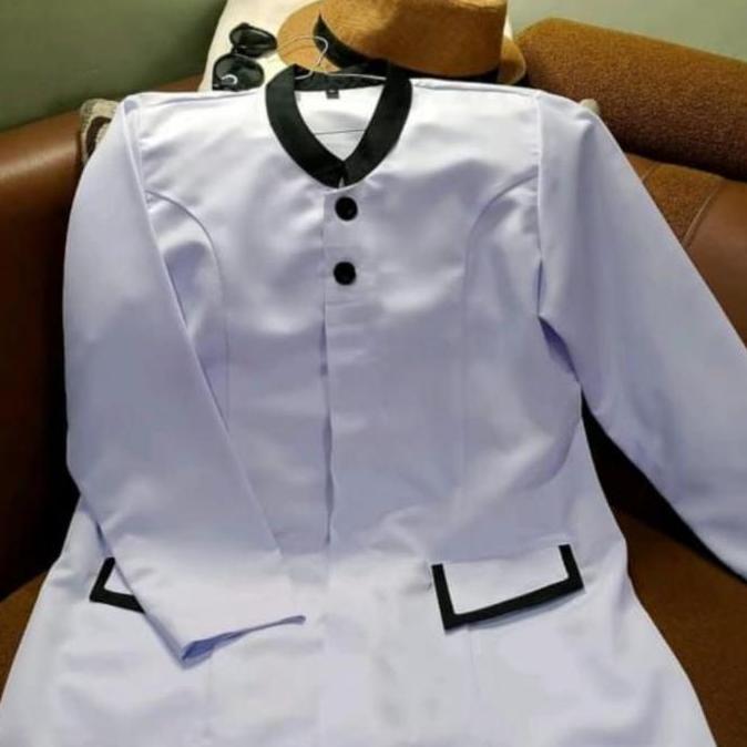 [ MODEL TERBARU ] BAJU DINAS PUTIH HITAM Wanita BLEZER WANITA PNS ASN Seragam Kerja Panjang