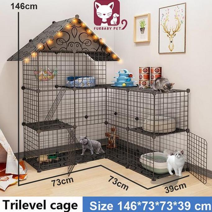 1 Set Kandang Kucing Besar Pagar Kucing Pembatas Tingkat Kandang Hewan peliharaan kandang  kucing ka