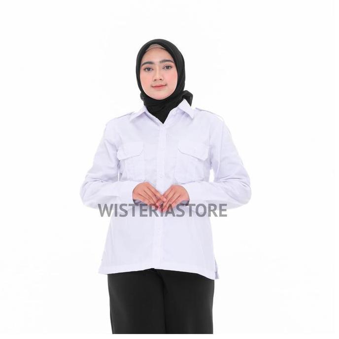 Kemeja putih dinas Wanita Baju Putih Pdh Pns Wanita Kerah v neck