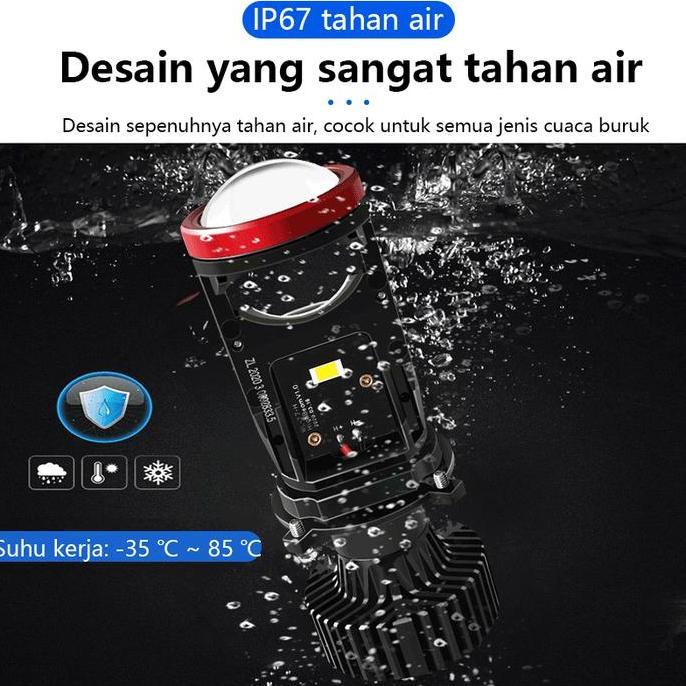 ZACRO Lampu Led Mobil Dan Motor H4 Mini PROJECTOR PROJIE Y7D SUPER BRIGHT 50 Watt / Dengan kipas ang