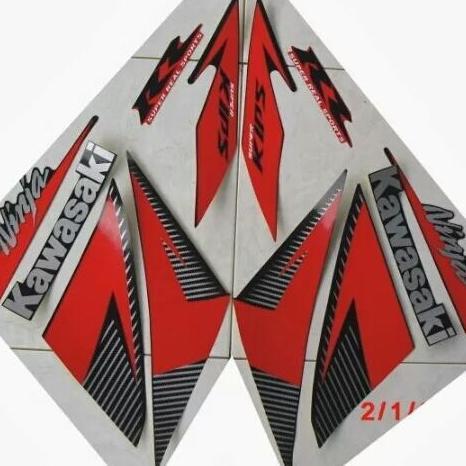 lis body striping Kawasaki New Ninja RR 150 2014 merah Motif Karbon