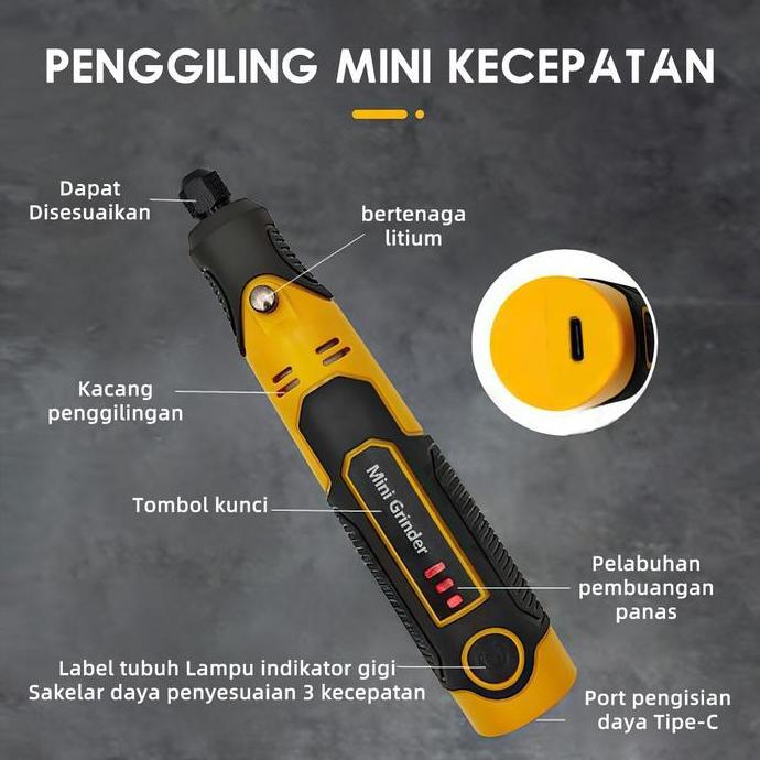 Gajian Sale16000r/ min Bor mini penggiling 3 gigipenyesuaian mesin ukiran poles gergaji listrikalat 