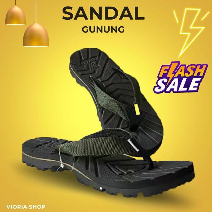 DE166 - sandal jepit gunung eiger outdoor pria wanita termurah - sendal karet Hitam