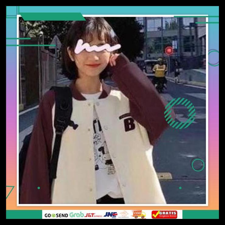 PROMO B RUGBY BASEBALL JAKET SWEATER WANITA - JAKET SWEATER VARSITY KEKINIAN LUCU BAJU BANDUNG TERLA