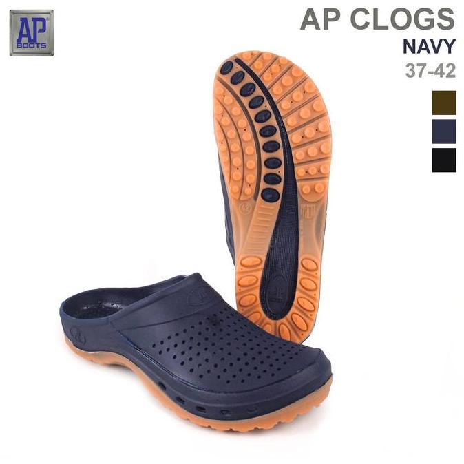 AP Boots AP CLOGS Navy - Sepatu Slip On PVC SANDAL KARET