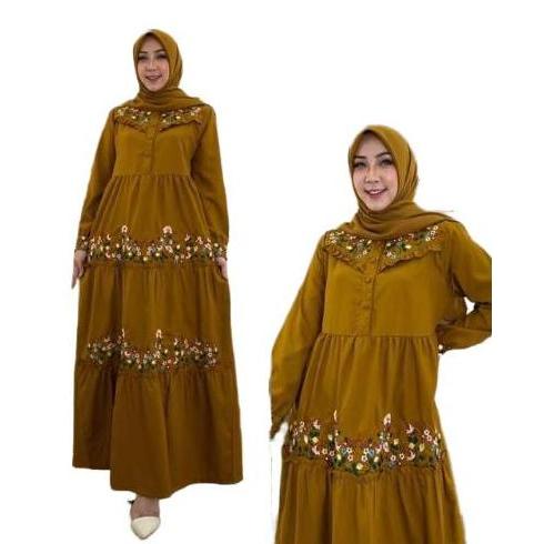 Terbaru Baju Gamis Wanita Dewasa Terbaru Bahan Bagus Adem Dan Mantap Bordir Katun