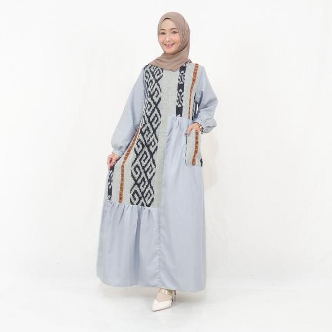 Terbaru Shanaya Batik Wanita Gamis Toyobo Kombonasi Tenun Ramadhan Series Gamis Lebaran Warna Silver