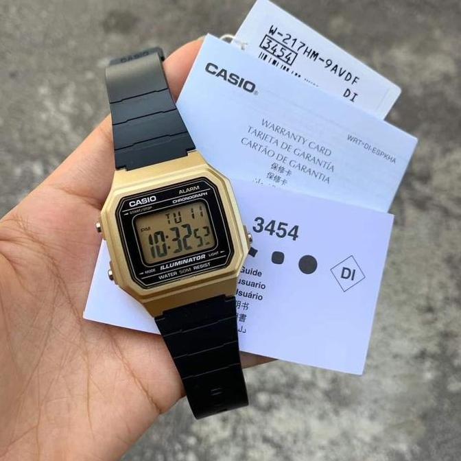 JAM TANGAN CASIO W-217HM-9AVDF W-217HM-9A DIGITAL BLACK RESIN BAND