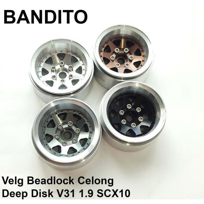 BANDITO VELG BEADLOCK CELONG DEEP DISK V31 SILVER 1.9 SCX10 ORIGINAL DAN TERPERCAYA