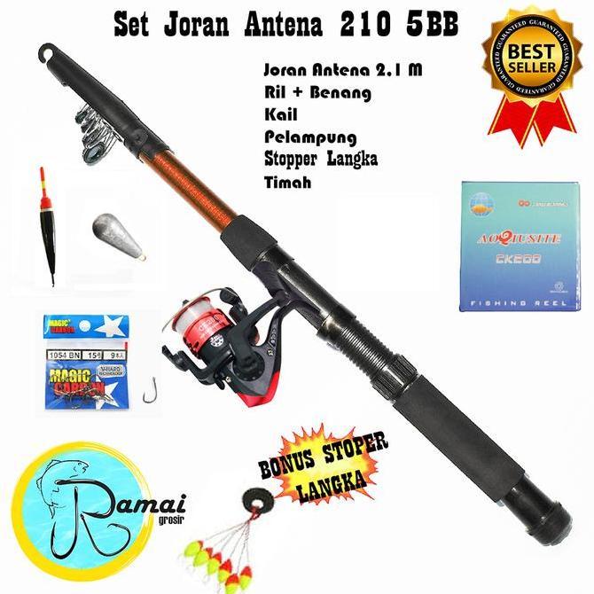 Set Alat Pancing Termurah Dengan Joran Antena 210 Terbaik Kekuatan 5Kg