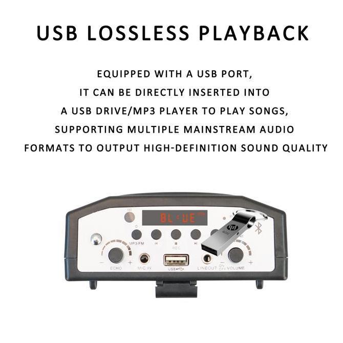 DF46 >> Speaker mic karaoke suara jernih Pinggang waistband  Mini Pa Amplifier mikrofon Bluetooth Po